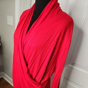 Iman Red‎ Wrap Long Sleeve Top  AK-26